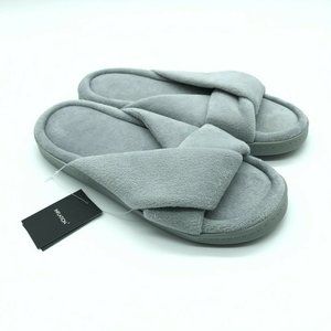 Inflation Womens Slippers Sandals Slides Fleece Slip On Gray Size 7-8
